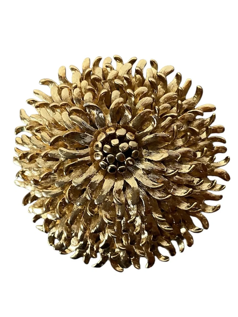 Vintage MONET Gold Tone Chrysanthemum Aster Flower Brooch Pin Starburst MCM